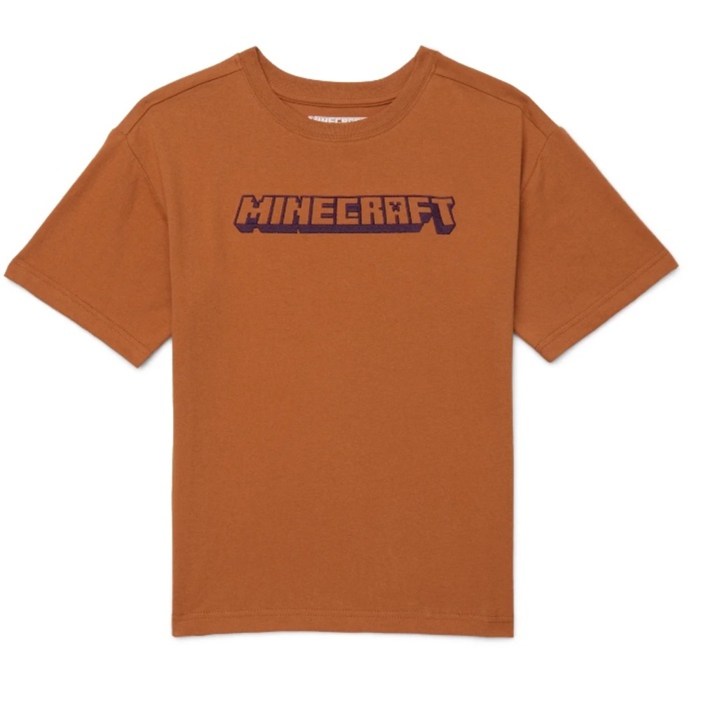 New Minecraft embroider kids short sleeve shirt boys size 18 survival mode